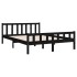 Estructura de cama madera maciza negra King Size 150x200