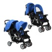 Carrito para 2 niños tandem de acero azul y negro