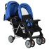 Carrito para 2 niños tandem de acero azul y