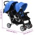 Carrito para 2 niños tandem de acero azul y