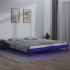 Estructura de cama doble con LED madera maciza gris 120x190