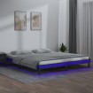 Estructura de cama doble con LED madera maciza gris 120x190 cm