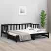 Sofá cama extraíble madera maciza de pino negro 2x(80x200) cm