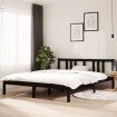 Estructura de cama madera maciza negra King Size 150x200 cm