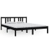 Estructura de cama madera maciza negra King Size 150x200