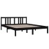 Estructura de cama madera maciza negra King Size 150x200