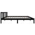 Estructura de cama madera maciza negra King Size 150x200