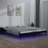 Estructura de cama con LED madera maciza negra 150x200