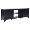 Mueble para TV madera maciza de paulownia negro 108x30x40 cm