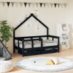 Estructura de cama niños con cajones madera pino negro 70x140cm