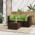 Set muebles de jardín 3 piezas y cojines ratán sintético