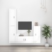 Set de muebles de TV 4 pzas madera contrachapada blanco brillo