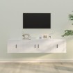 Set de muebles de TV 3 pzas madera contrachapada blanco brillo