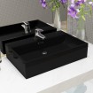 Lavabo con orificio para grifo cerámica 76x42,5x14,5 cm negro