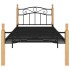 Estructura de cama madera maciza de roble metal negro 90x200