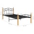 Estructura de cama madera maciza de roble metal negro 90x200