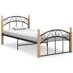 Estructura de cama metal y madera maciza de roble 100x200 cm