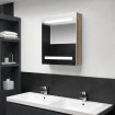 Armario de baño con espejo LED blanco y roble 50x14x60 cm