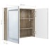 Armario de baño con espejo LED blanco y roble 80x12x68