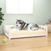 Cama para perros madera maciza de pino blanco 105,5x75,5x28 cm