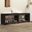 Banco zapatero de madera maciza de pino negro 160x36,5x50 cm