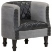 Sillón cúbico de cuero auténtico y madera maciza mango negro