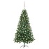 Árbol de Navidad preiluminado con luces y bolas verde 150