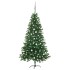 Árbol de Navidad preiluminado con luces y bolas verde 150