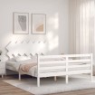 Estructura de cama con cabecero madera maciza blanco 140x200 cm