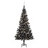 Árbol de Navidad preiluminado con luces y bolas negro 240