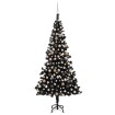 Árbol de Navidad preiluminado con luces y bolas negro 240 cm