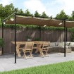 Pérgola con cubierta retráctil gris taupe 589x292x230 cm