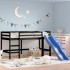 Cama alta para niños tobogán madera maciza pino negro 80x200