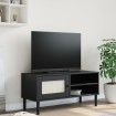 Mueble de TV SENJA aspecto ratán madera pino negro 106x40x49 cm