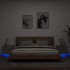 Mesitas de noche de pared con luces LED 2 unidades gris