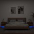 Mesitas de noche de pared con luces LED 2 uds roble