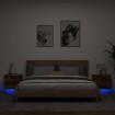 Mesitas de noche de pared con luces LED 2 uds roble ahumado