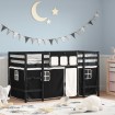 Cama alta niños con cortinas madera pino blanco negro 90x190 cm