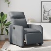 Sillón reclinable eléctrico de cuero sintético gris