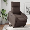 Sillón reclinable elevable eléctrico de cuero sintético marrón