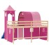 Cama alta para niños con torre madera pino rosa 80x200