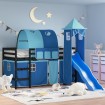 Cama alta para niños con torre madera pino azul 90x190 cm