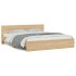 Estructura de cama cabecero y luces LED roble Sonoma 200x200