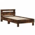 Cama con cabecero madera de ingeniería roble ahumado 90x200