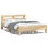 Estructura de cama cabecero y luces LED roble Sonoma 135x190