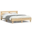 Estructura de cama cabecero y luces LED roble Sonoma 140x190 cm