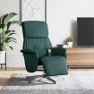 Sillón reclinable de masaje con reposapiés tela verde oscuro