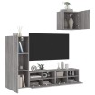 Muebles de TV de pared 4 pzas madera de ingeniería gris Sonoma