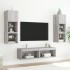 Muebles TV pared con LED 6 pzas madera ingeniería gris