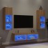 Muebles TV pared con LED 6 pzas madera ingeniería roble